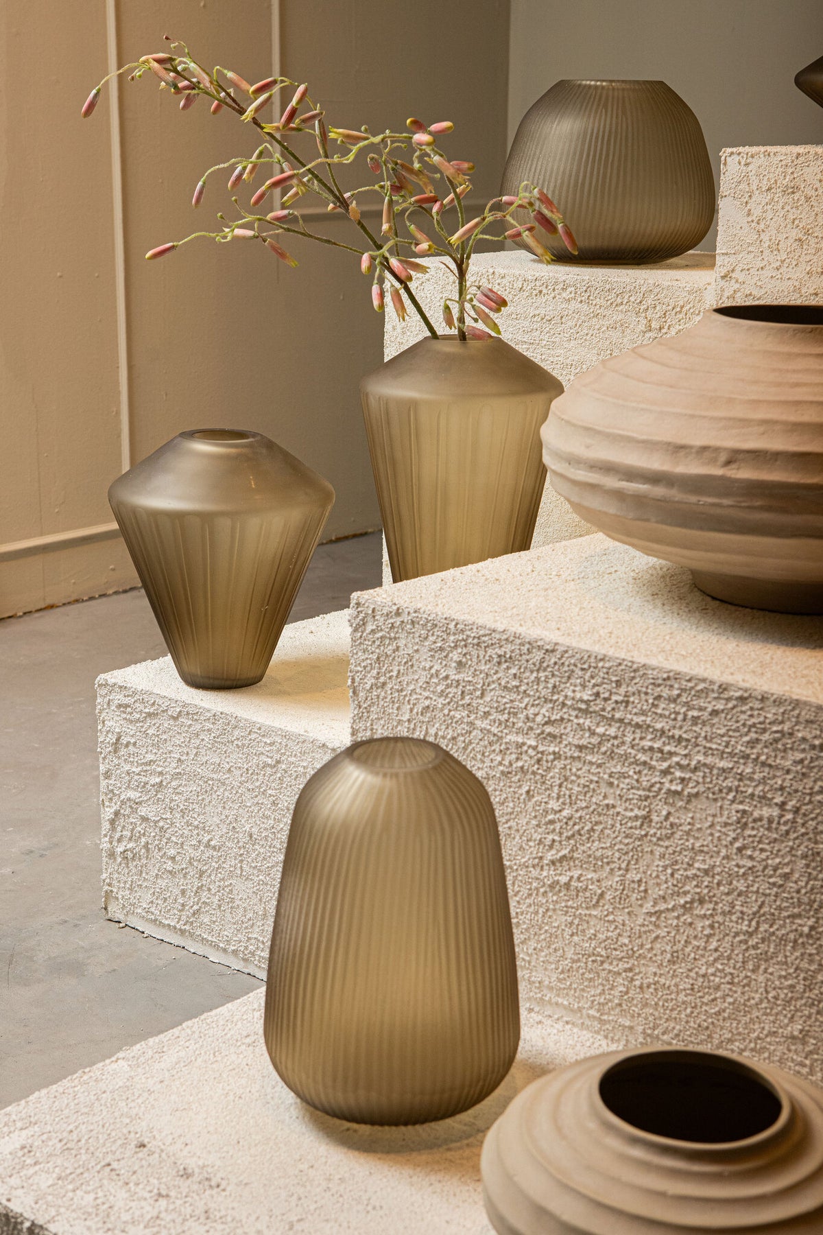 Garnek Kody Beige Stone Wash odlewany z aluminium, żebrowany, L PTMD