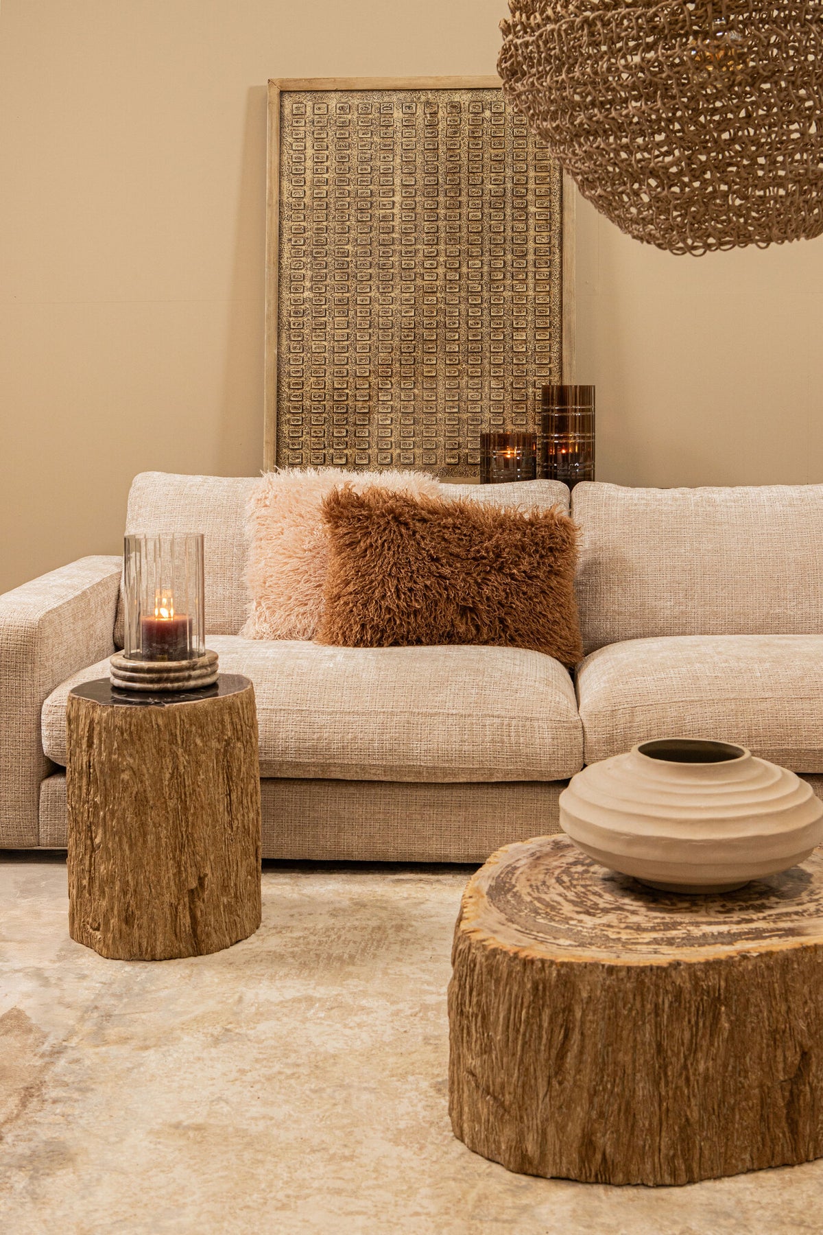 Garnek Kody Beige Stone Wash odlewany z aluminium, żebrowany, L PTMD