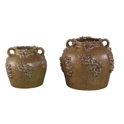 Deisy Zielony ceramiczny słój z uchwytami Rough Coral L PTMD