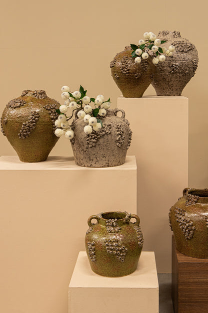 Deisy Zielony ceramiczny słój z uchwytami Rough Coral L PTMD
