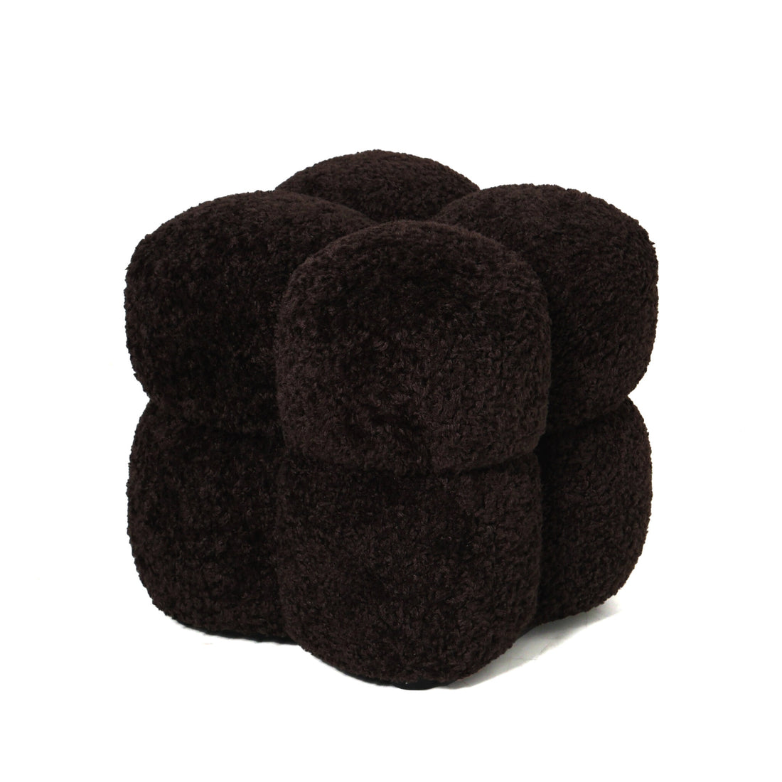 Ciemnobrązowy kwadratowy puf z tkaniny Teddy PTMD