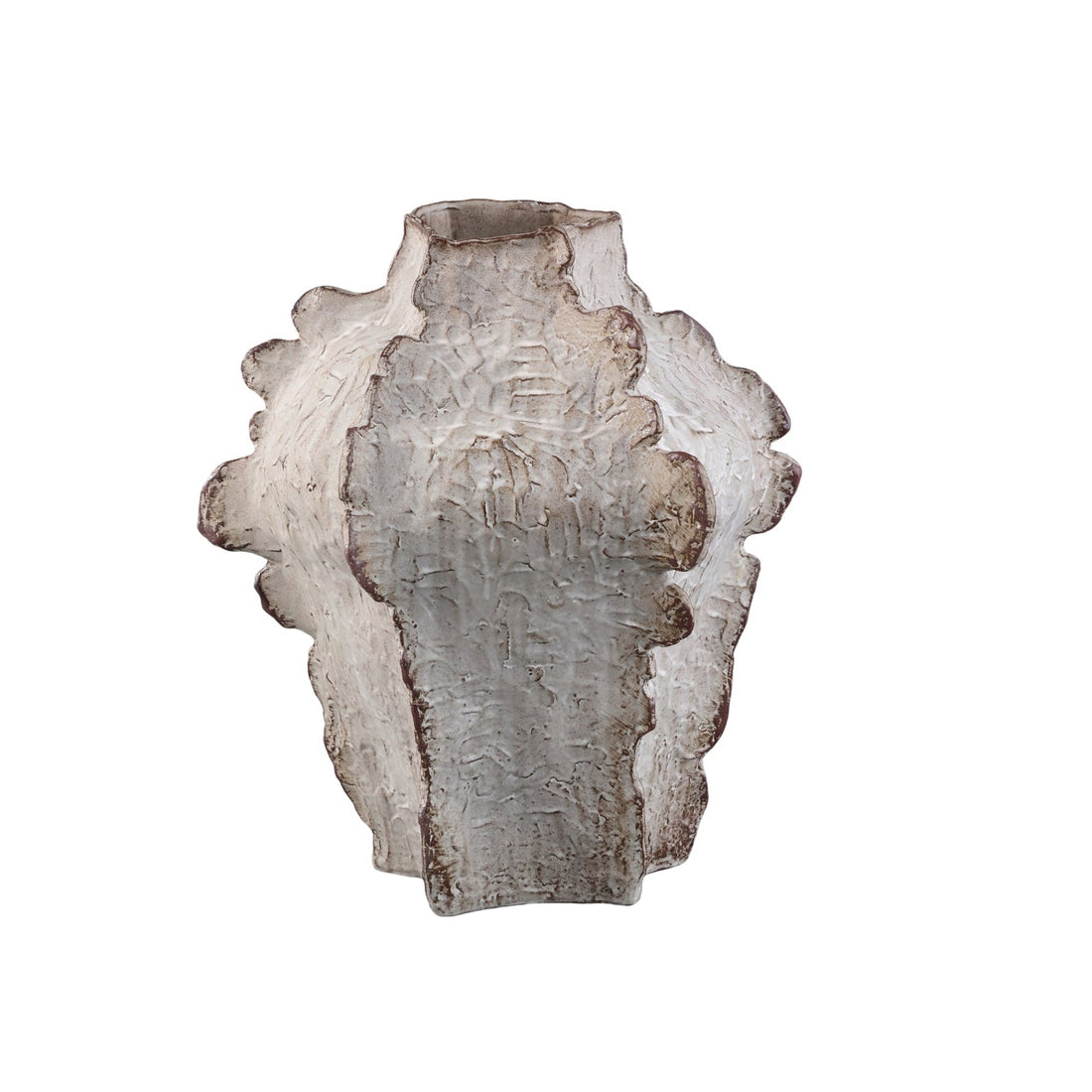 Beżowa ceramiczna waza Talan o kanciastym kształcie, żebrowana, rozmiar S, PTMD
