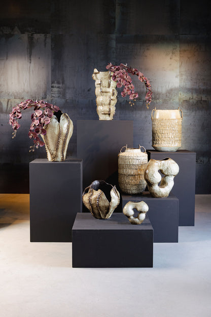 Wazon Cosha Kulisty Ceramiczny Beżowe Linie PTMD