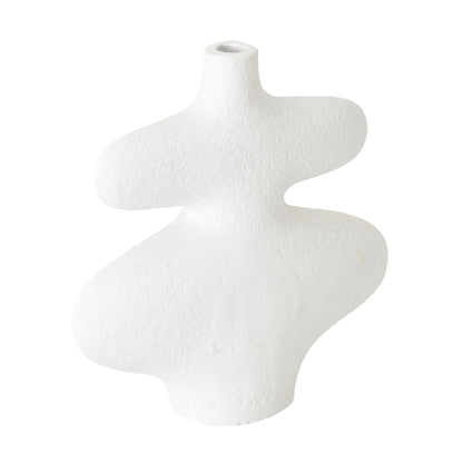Vaas La Femme van MUST Living, detail van het matte witte vezelcement en de organische vorm