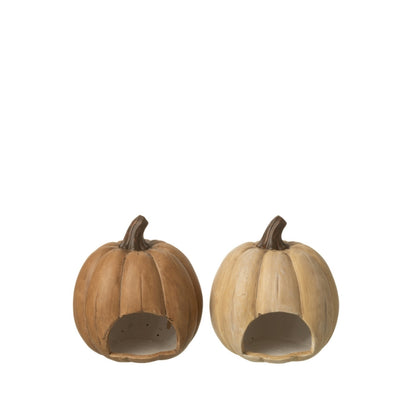 Duży zestaw 2 świeczników w kształcie dyni na Halloween J-Line