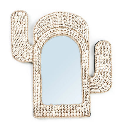 Lustro Cactus Shell – białe, 40 × 38 cm Bazar Bizar