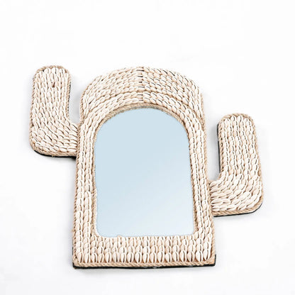 Lustro Cactus Shell – białe, 40 × 38 cm Bazar Bizar