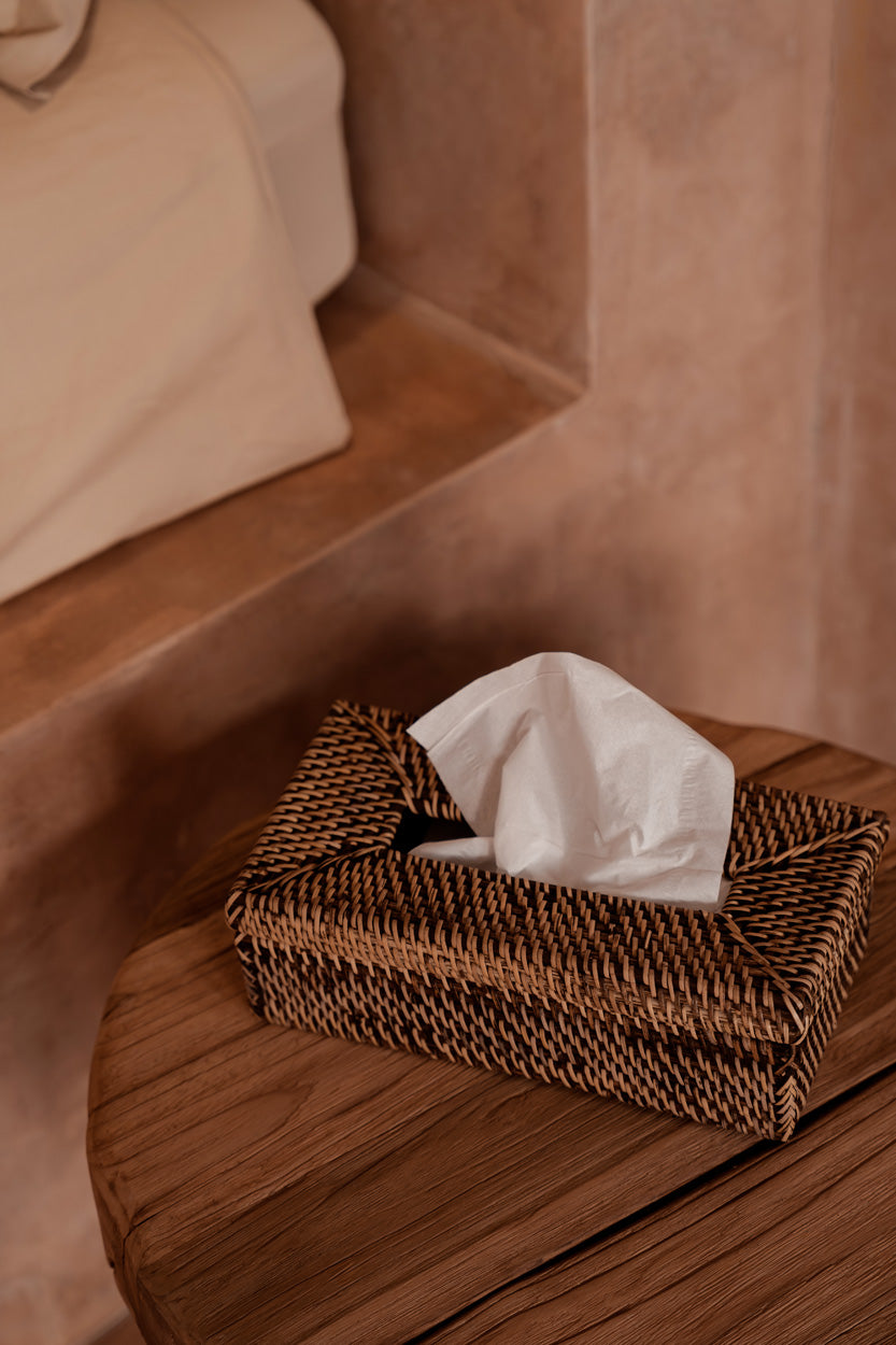 Pudełko na chusteczki Rattan Classic – brąz naturalny Bazar Bizar
