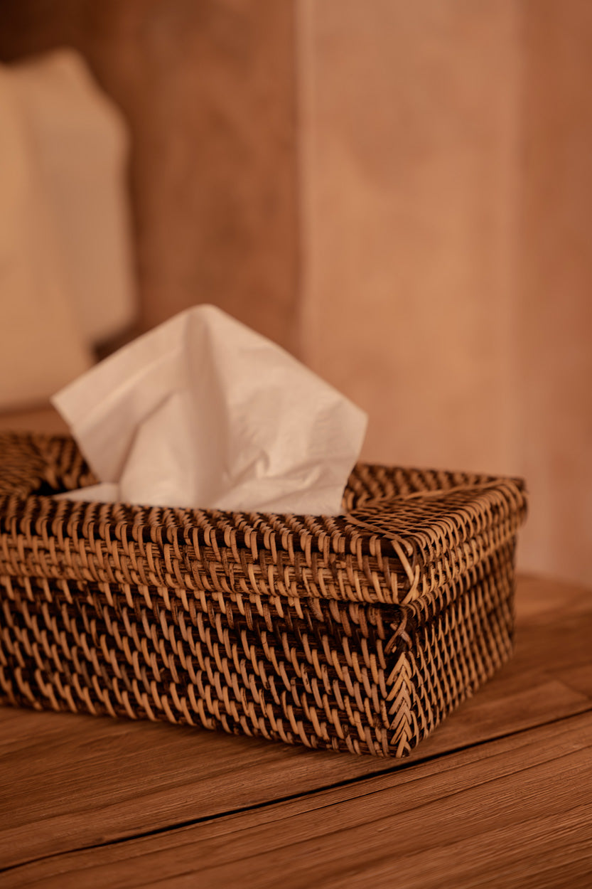 Pudełko na chusteczki Rattan Classic – brąz naturalny Bazar Bizar