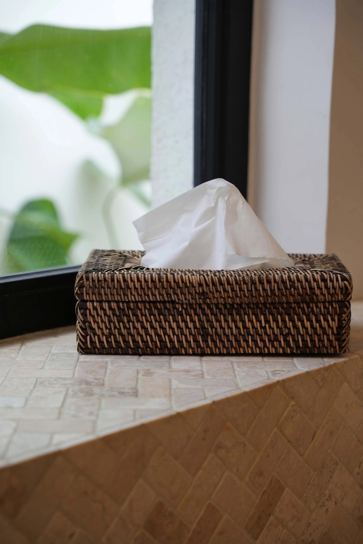 Pudełko na chusteczki Rattan Classic – brąz naturalny Bazar Bizar