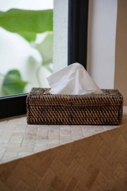 Pudełko na chusteczki Rattan Classic – brąz naturalny Bazar Bizar