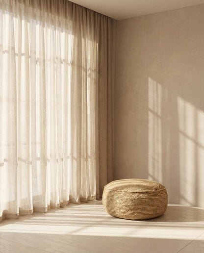 Pufa Raffia Flores - Naturalny Bazar Bizar
