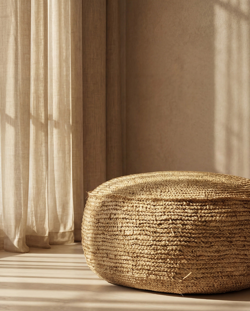 Pufa Raffia Flores - Naturalny Bazar Bizar