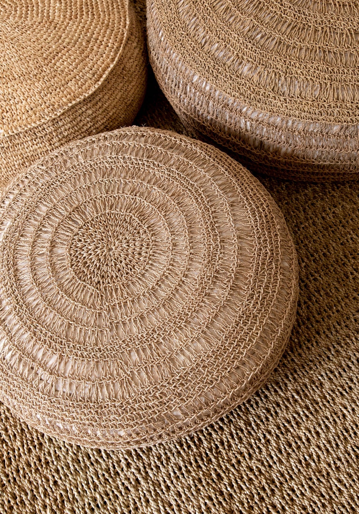 Pufa Raffia Flores - Naturalny Bazar Bizar