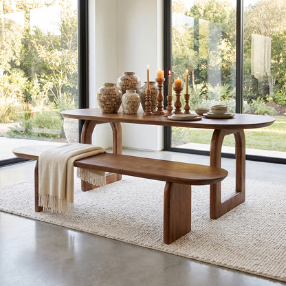 Ławka do jadalni Bullnose z brązowego drewna mango 180 cm Raw Materials