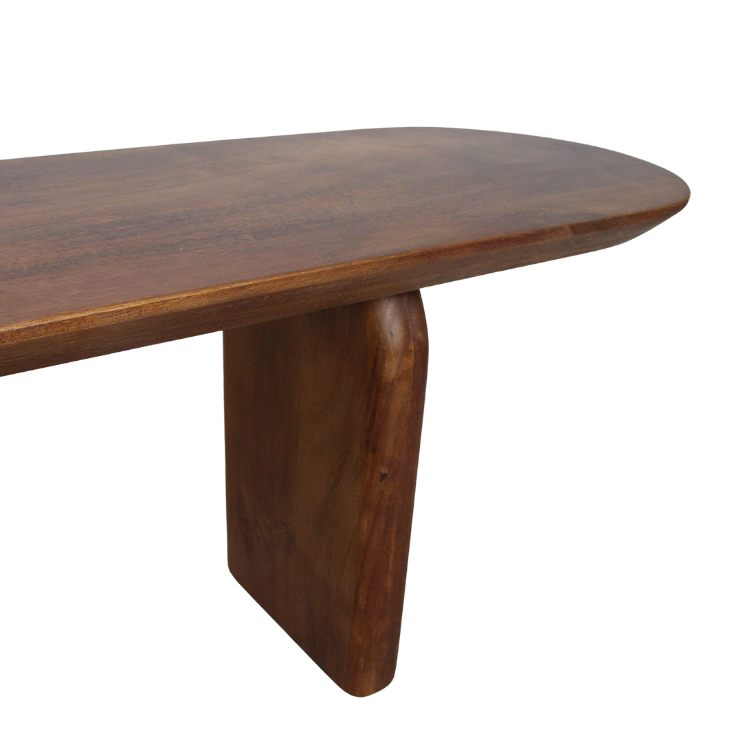 Ławka do jadalni Bullnose z brązowego drewna mango 180 cm Raw Materials
