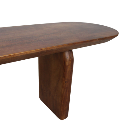 Ławka do jadalni Bullnose z brązowego drewna mango 180 cm Raw Materials