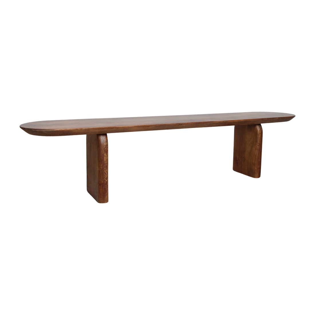 Ławka do jadalni Bullnose z brązowego drewna mango 200 cm Raw Materials