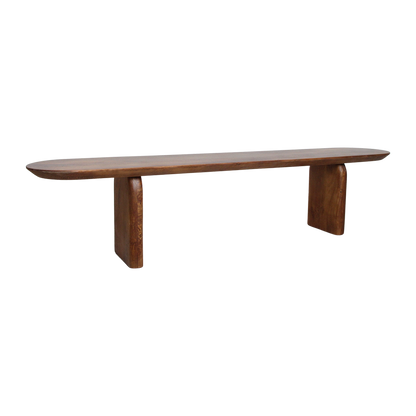 Ławka do jadalni Bullnose z brązowego drewna mango 200 cm Raw Materials