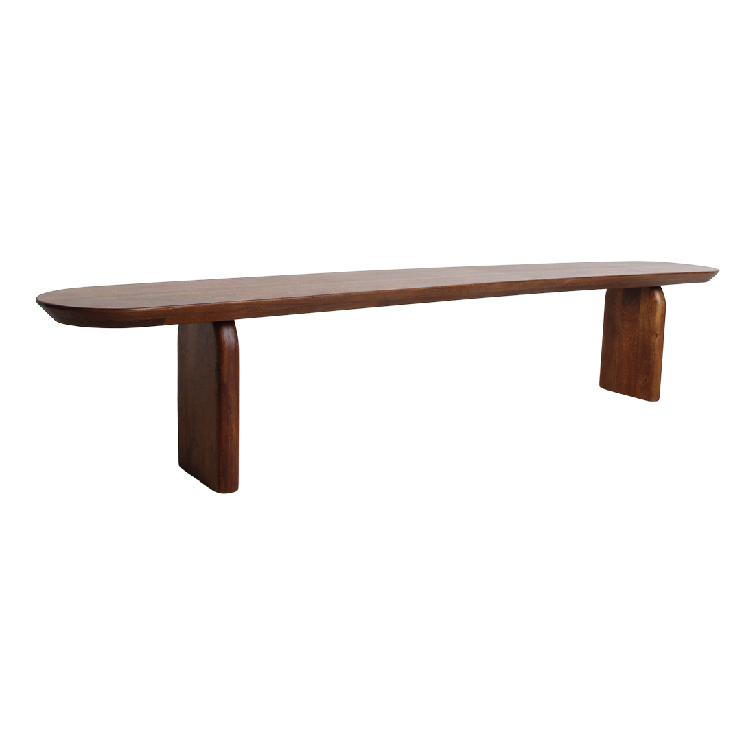 Ławka do jadalni Bullnose z brązowego drewna mango 240 cm Raw Materials