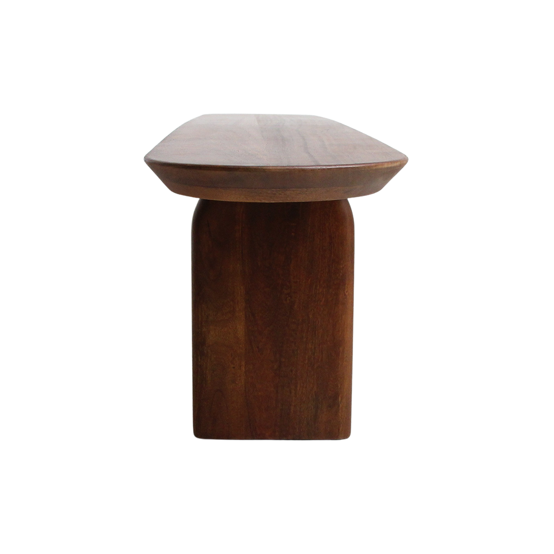 Ławka do jadalni Bullnose z brązowego drewna mango 240 cm Raw Materials