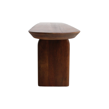 Ławka do jadalni Bullnose z brązowego drewna mango 240 cm Raw Materials