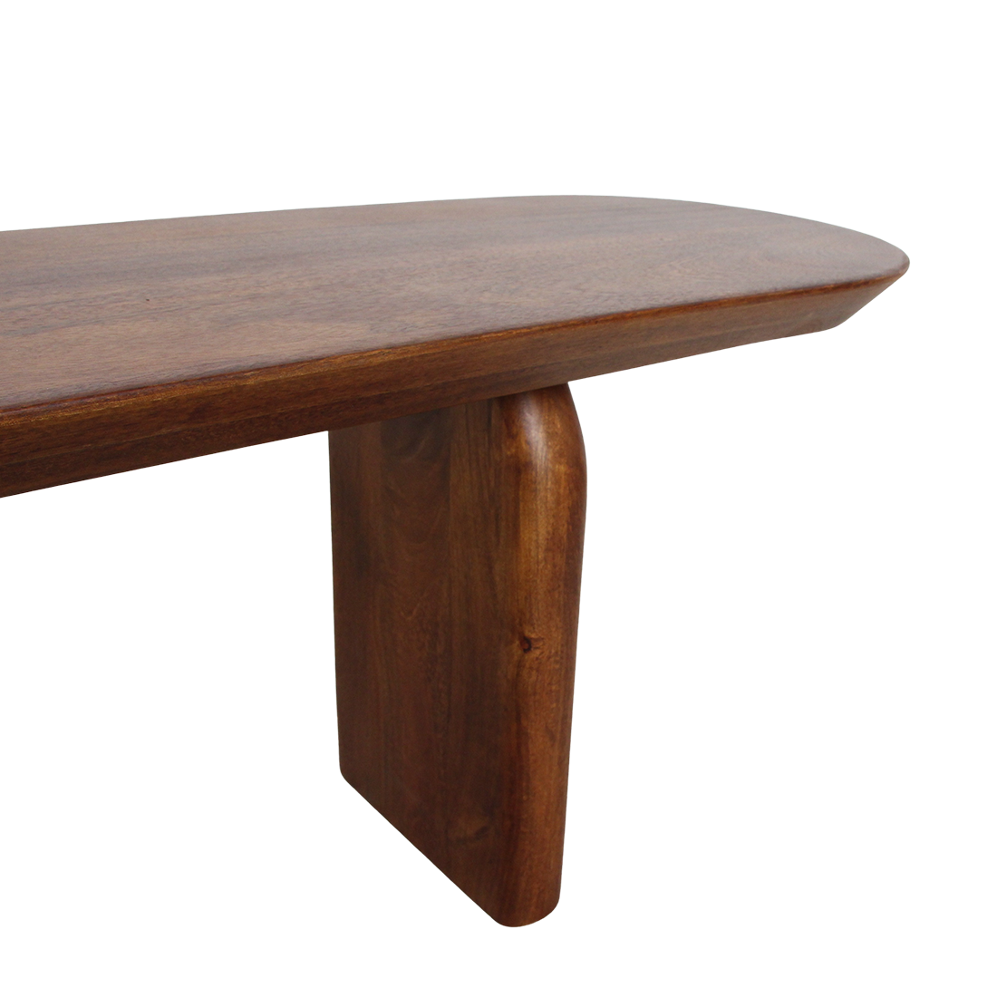 Ławka do jadalni Bullnose z brązowego drewna mango 240 cm Raw Materials