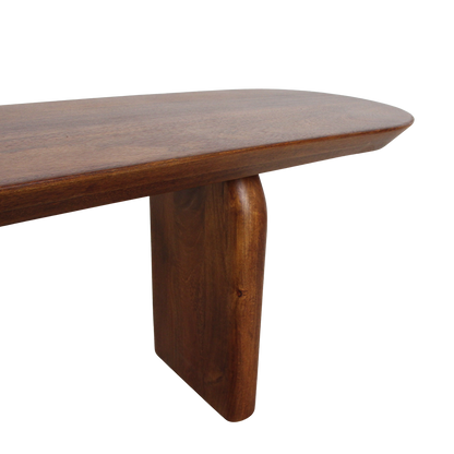 Ławka do jadalni Bullnose z brązowego drewna mango 240 cm Raw Materials