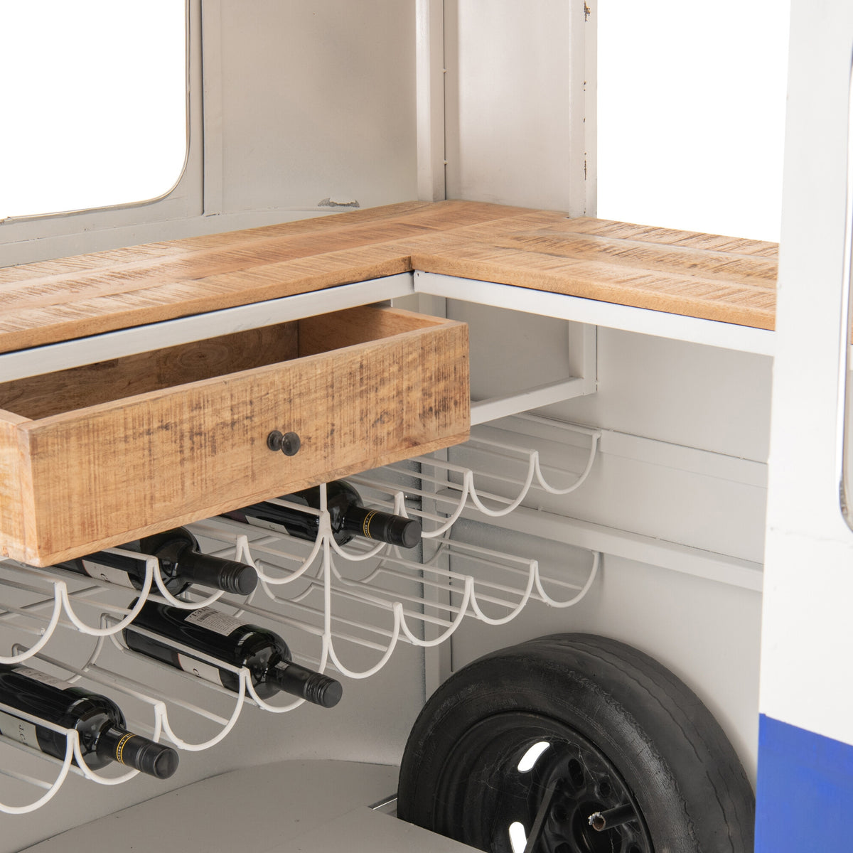 Meble barowe Retro Camper Niebieski/Biały J-Line