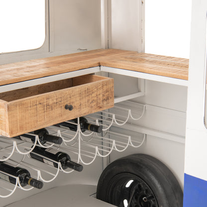 Meble barowe Retro Camper Niebieski/Biały J-Line
