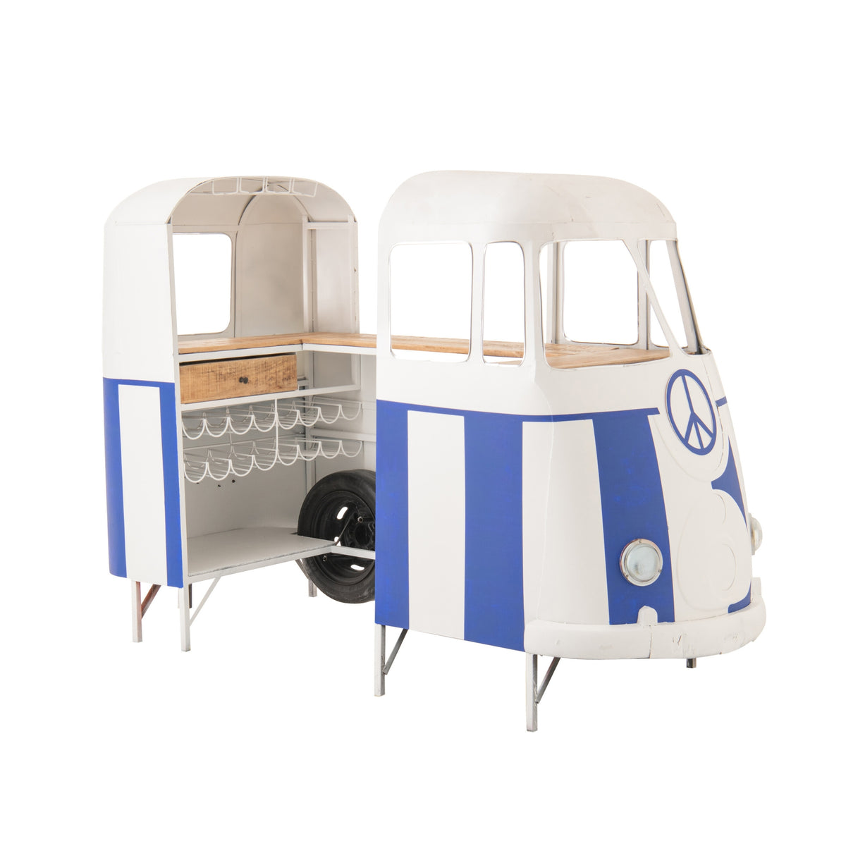 Meble barowe Retro Camper Niebieski/Biały J-Line