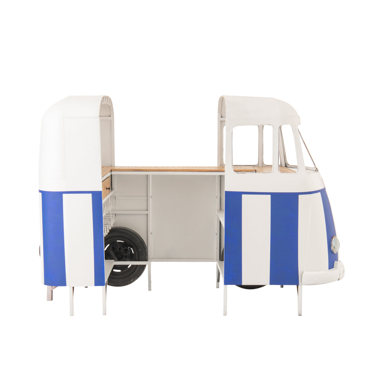 Meble barowe Retro Camper Niebieski/Biały J-Line