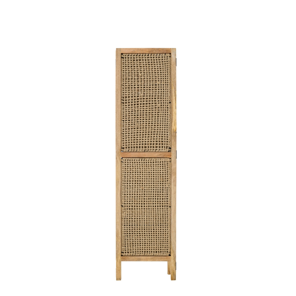 Parawan Pokojowy Z Rattanowymi Panelami Drewno Mango Naturalne J-Line