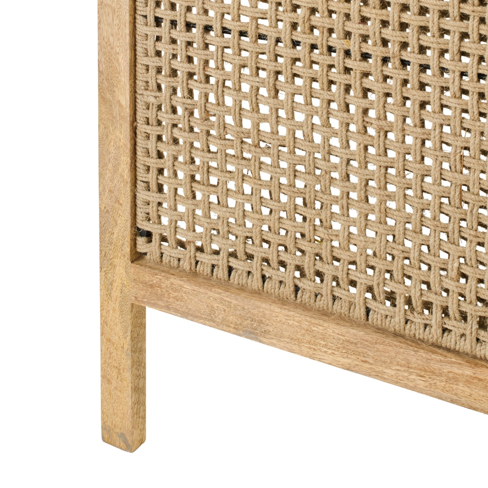 Parawan Pokojowy Z Rattanowymi Panelami Drewno Mango Naturalne J-Line