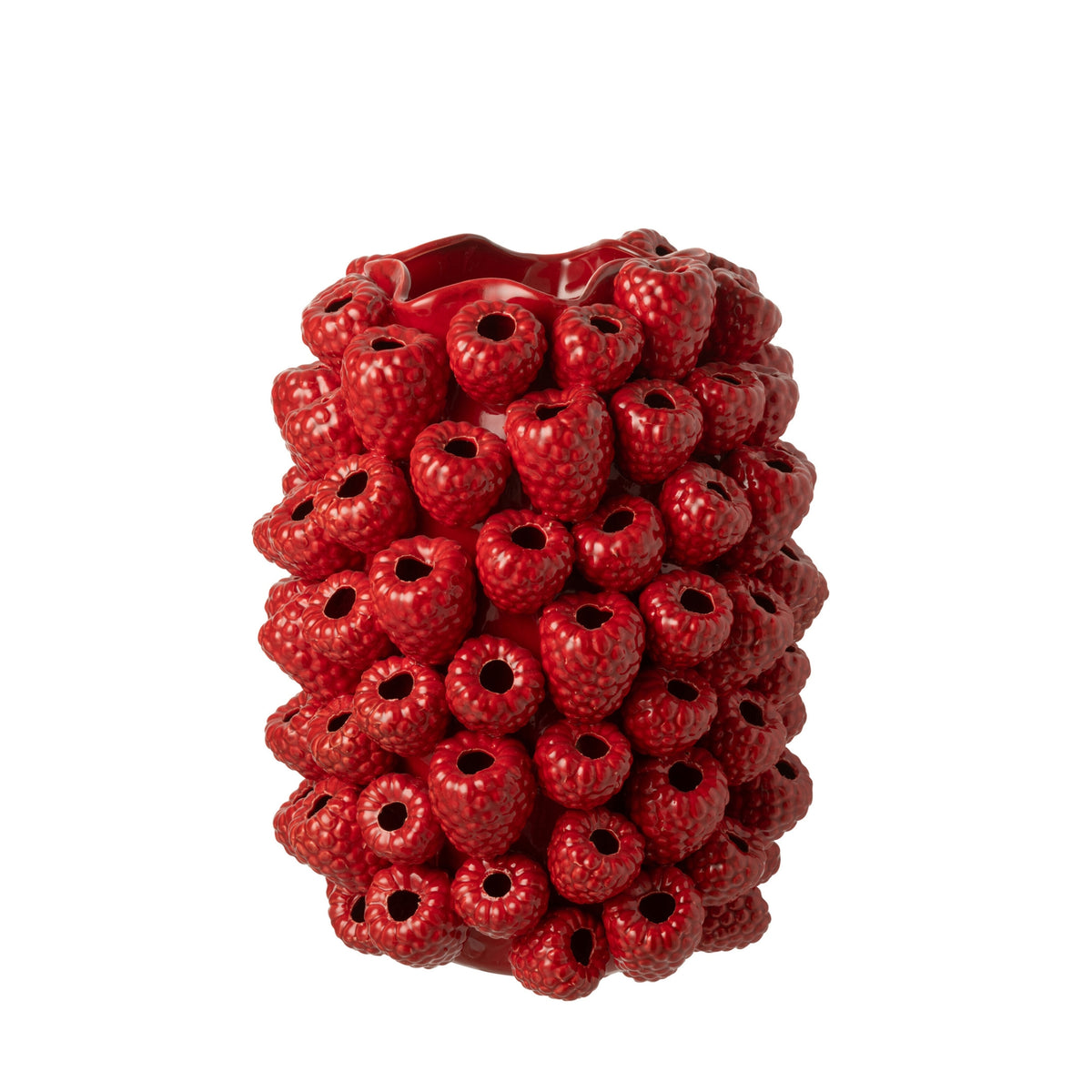 Wazon Berry Relief Ceramiczny Czerwony Świąteczny J-Line