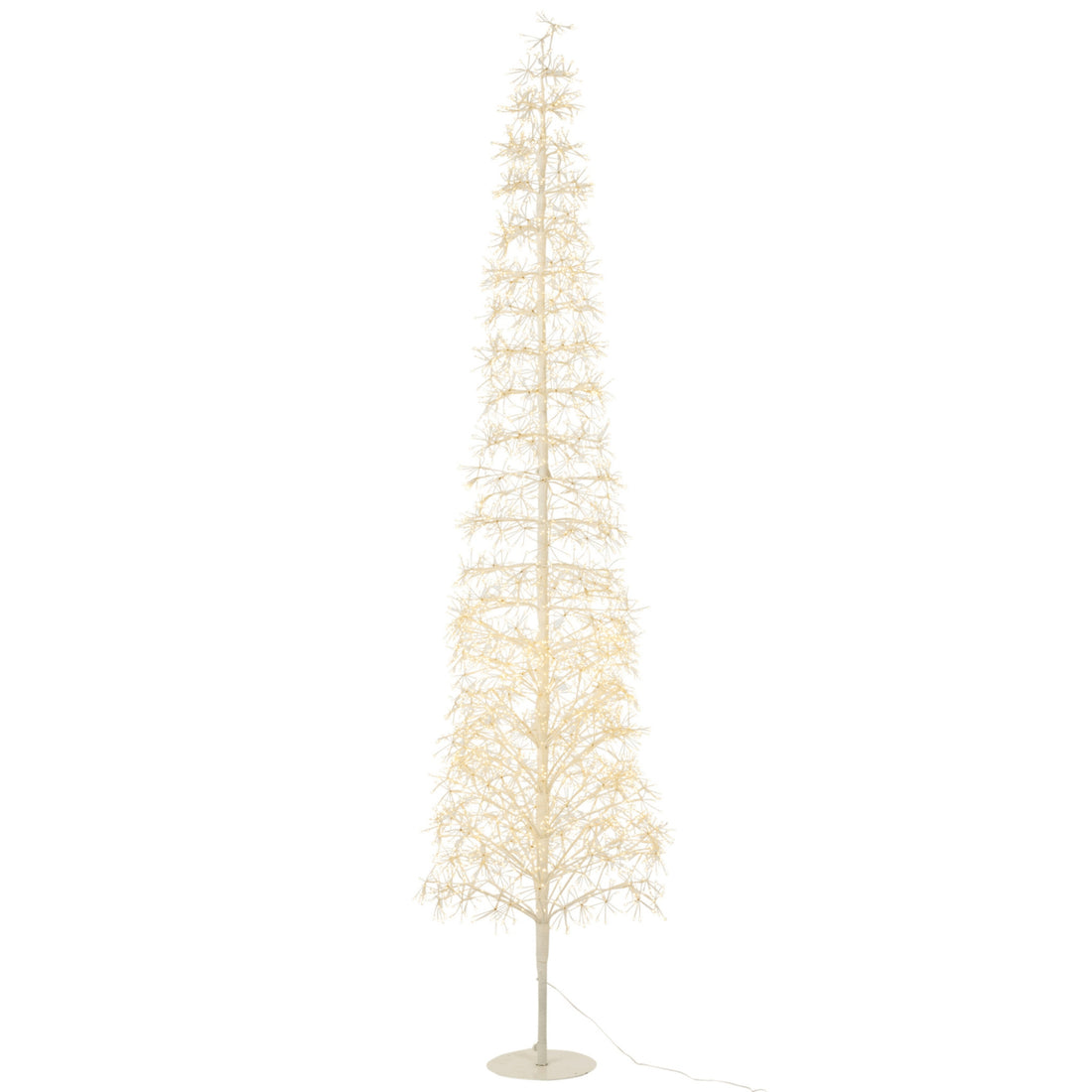Choinka z lampkami LED w kolorze ciepłej bieli, metalowa, biała, rozmiar XL, wysokość 240 cm, J-Line