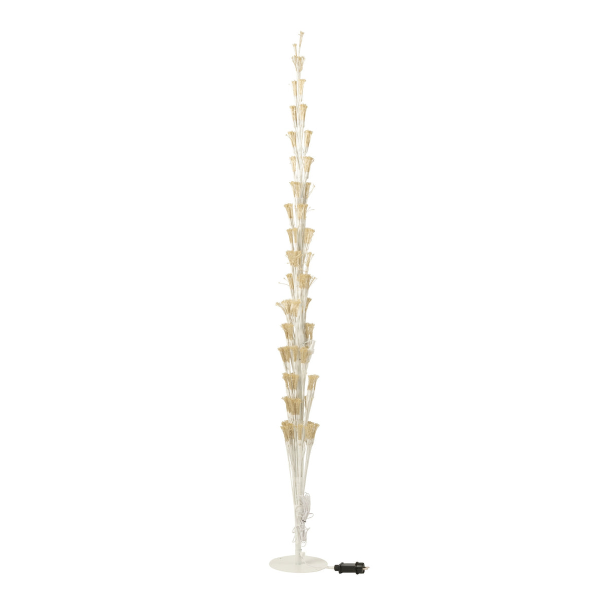 Choinka z lampkami LED w kolorze ciepłej bieli, metalowa, biała, rozmiar XL, wysokość 240 cm, J-Line