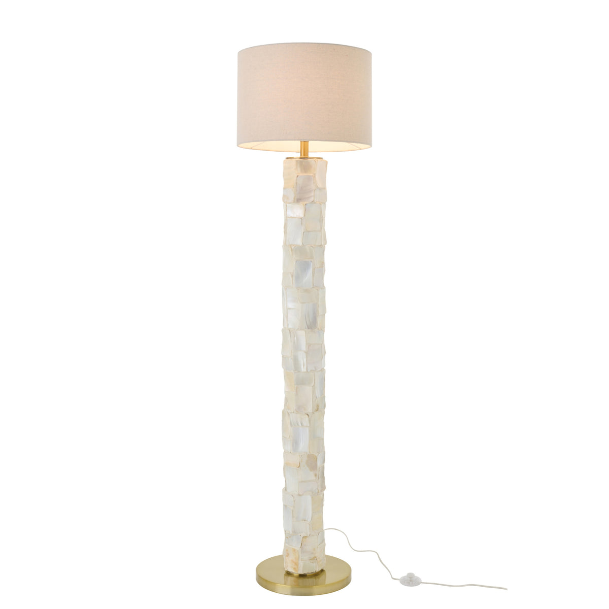 Lampa podłogowa Efekt perłowy Muszli Błotnisto-biały/Jasnobeżowy J-Line