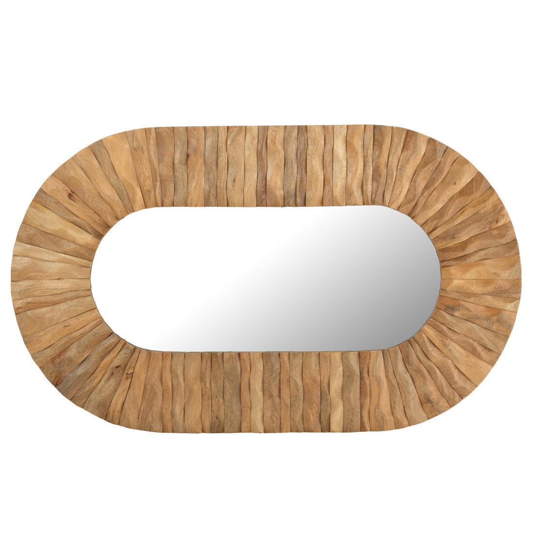 Lustro ścienne Curve owalne drewno naturalne 152x6x92cm J-Line