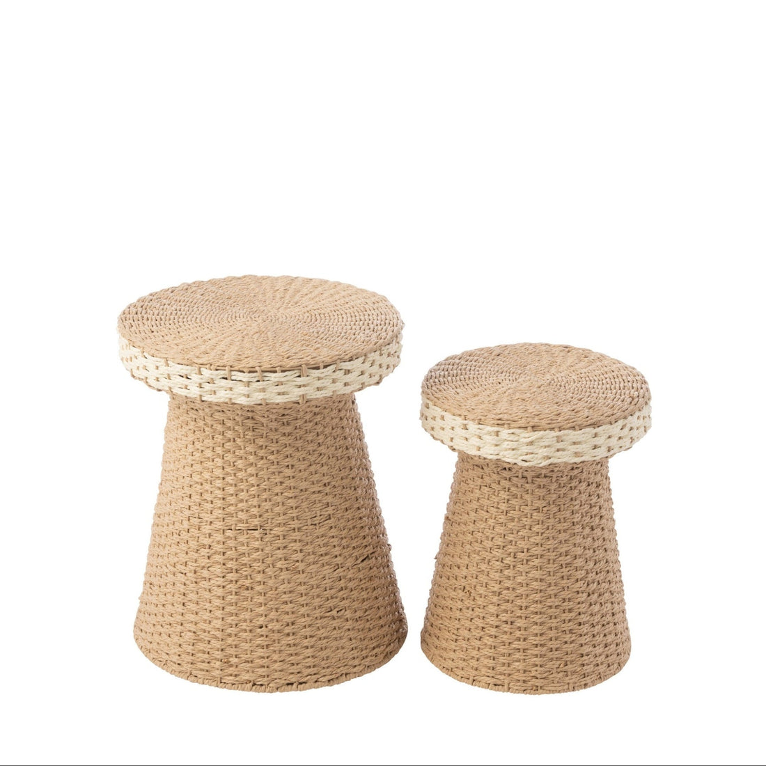 Zestaw 2 stolików pomocniczych Papier Naturalny/Biały J-Line