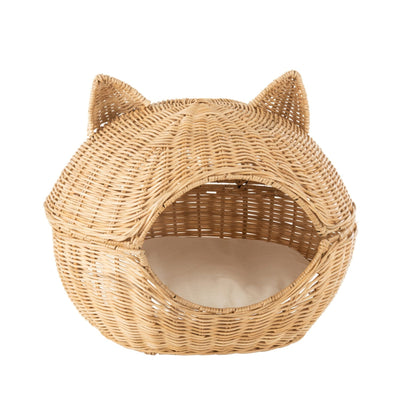 Koszyk dla kota + poduszka, rattan jasny naturalny J-Line