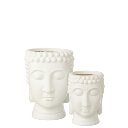 Doniczka Budda Polyresin Biała Duża J-Line