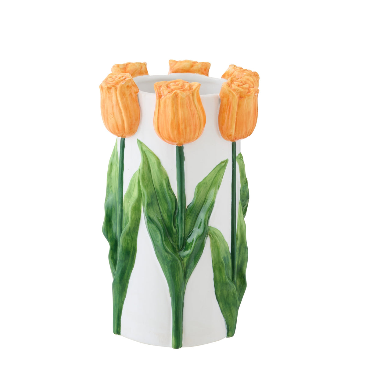 Wazon Tulipan Ceramiczny Biały/Pomarańczowy Średni J-Line