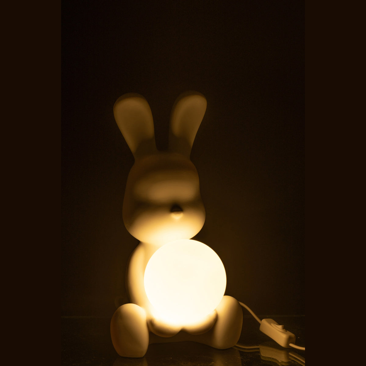 Lampa stołowa Królik Polyresin Biała J-Line