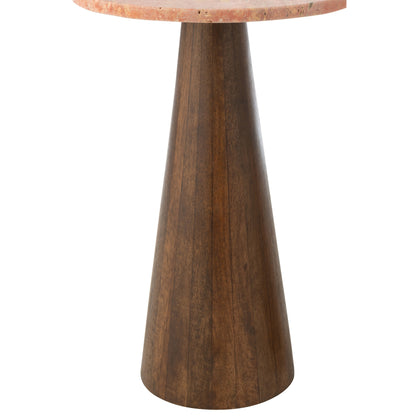 Zestaw 2 stolików pomocniczych okrągłych marmurowych Terracotta/ciemnobrązowych J-Line
