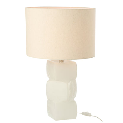Lampa stołowa 3 Sześciany Szkło Biała J-Line