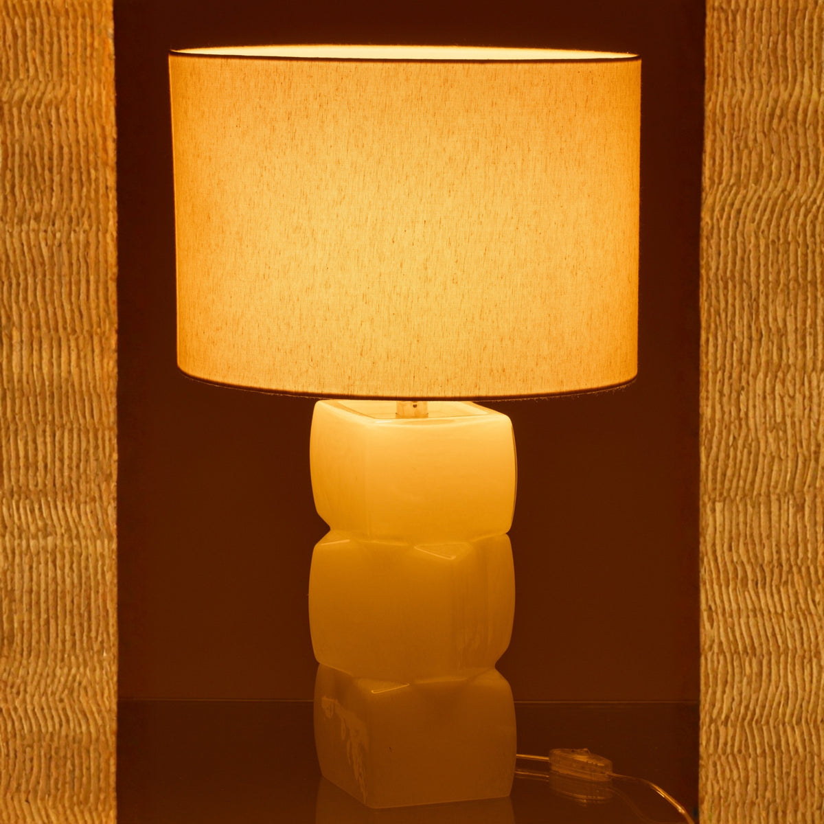 Lampa stołowa 3 Sześciany Szkło Biała J-Line