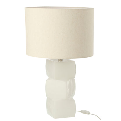 Lampa stołowa 3 Sześciany Szkło Biała J-Line