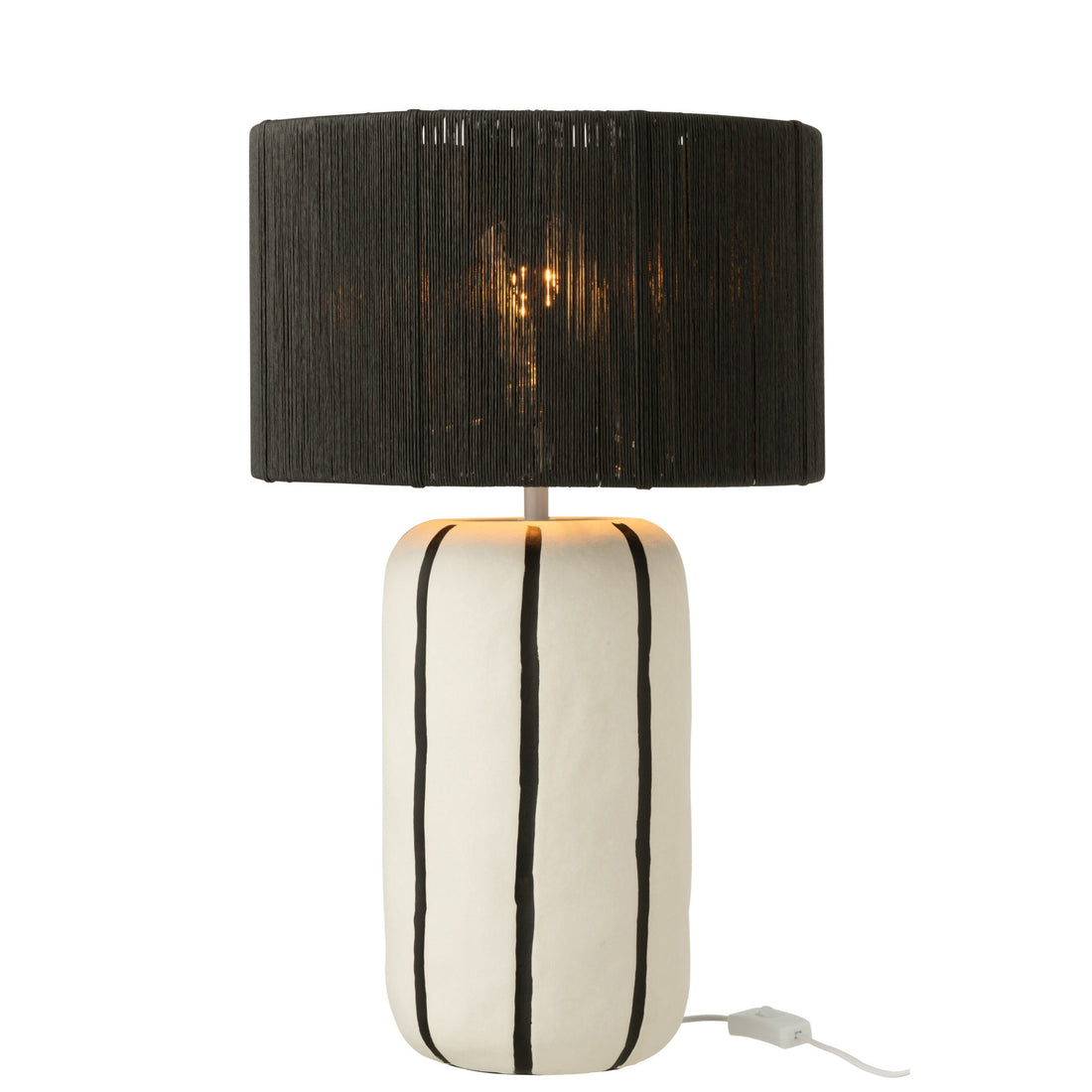 Lampa stołowa Pasiasta Ceramika Czarna/Biała J-Line