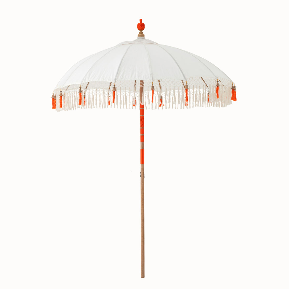 Parasol Flavie Drewno/Bawełna Ecru/Pomarańczowy J-Line